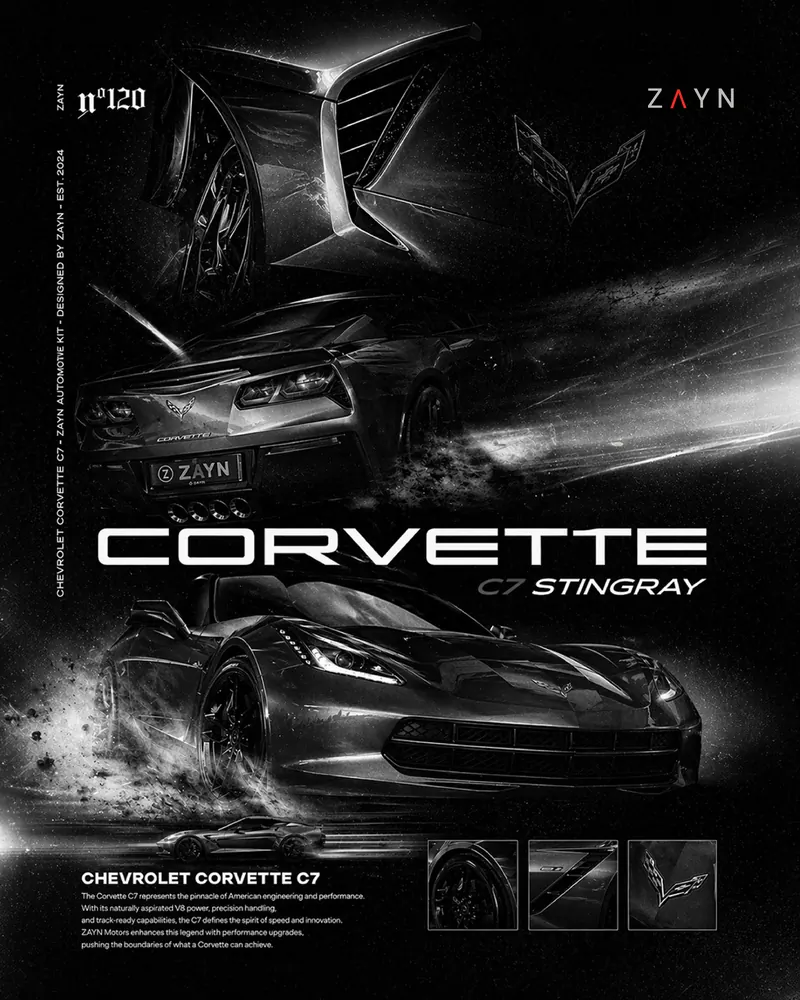 Corvette C7 Stingray poster tasarımı.